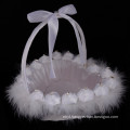 Beautiful satin bowknot decoration lace bridal party wedding flower girl basket wholesale